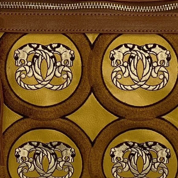 Vintage Sharif Handbag Crossbody Shoulder Purse Africa Jungle Embroidery Leather - Picture 11 of 12